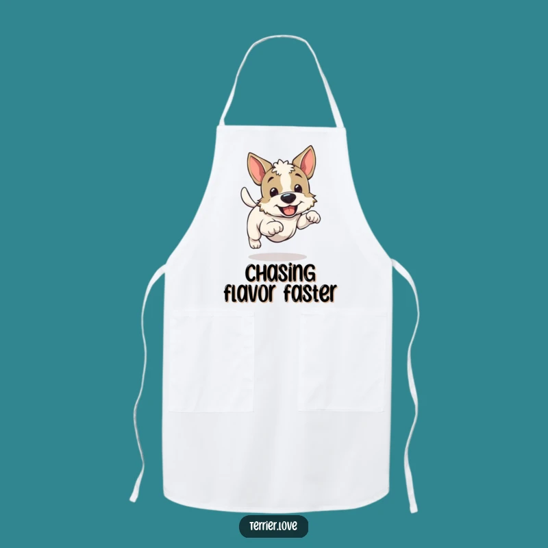 Funny Cheerful Running Terrier Apron - Enthusiastic Dog Chef Gift for Kitchen