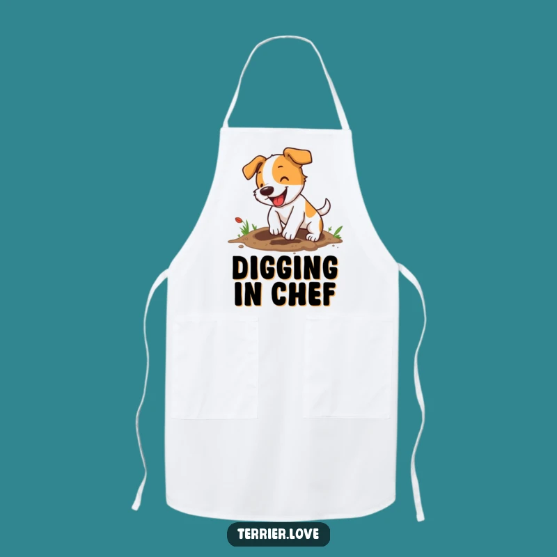 Funny Terrier Apron: Digging Dog, Energetic, Chef Gift for Gardeners