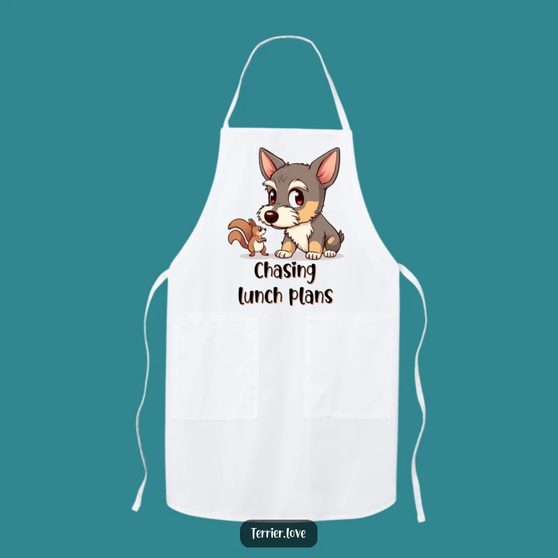 Funny Chef Terrier Apron - Focused Squirrel Watcher Kitchen Accessory