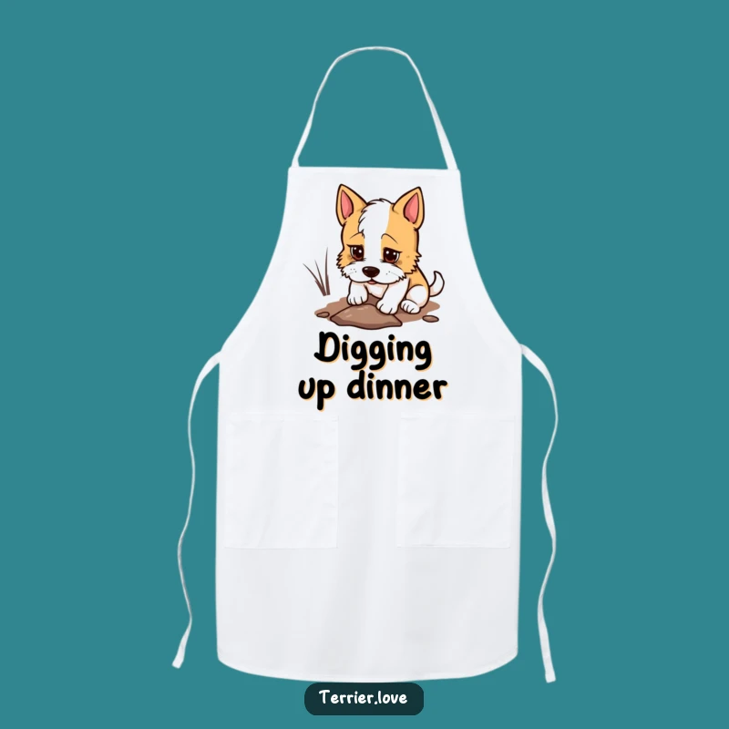 Funny Terrier Apron - Digging Chef Dog, Great Gift for Kitchen Efforts