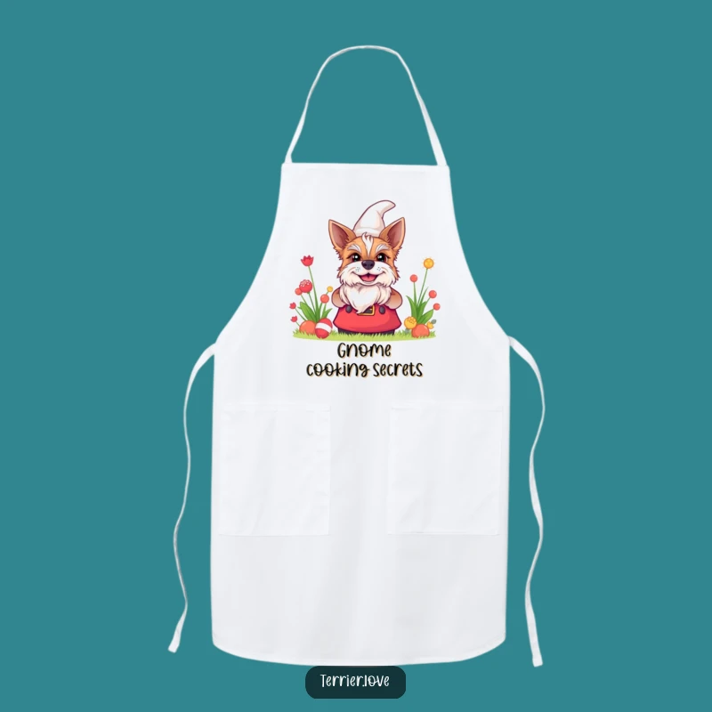 Funny Terrier Gnome Grin Apron - Whimsical Kitchen Dog Accessory