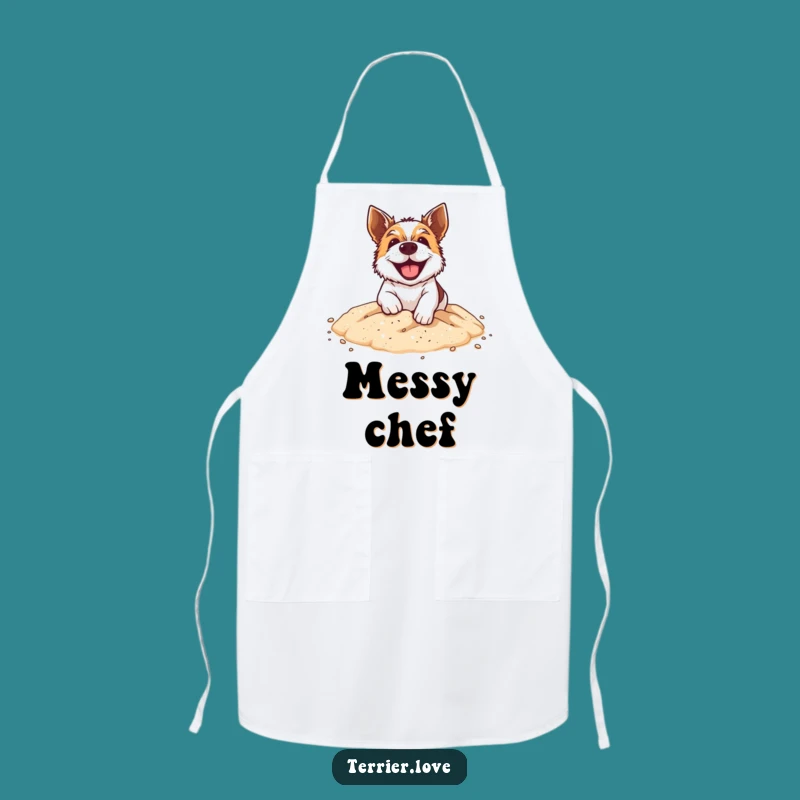 Funny Digging Terrier Apron - Grinning Chef Dog, Energetic Kitchen Gift
