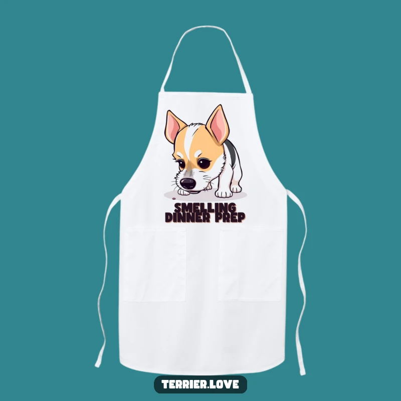 Funny Terrier Apron: Curious Sniffer Dog Kitchen Detective Gift
