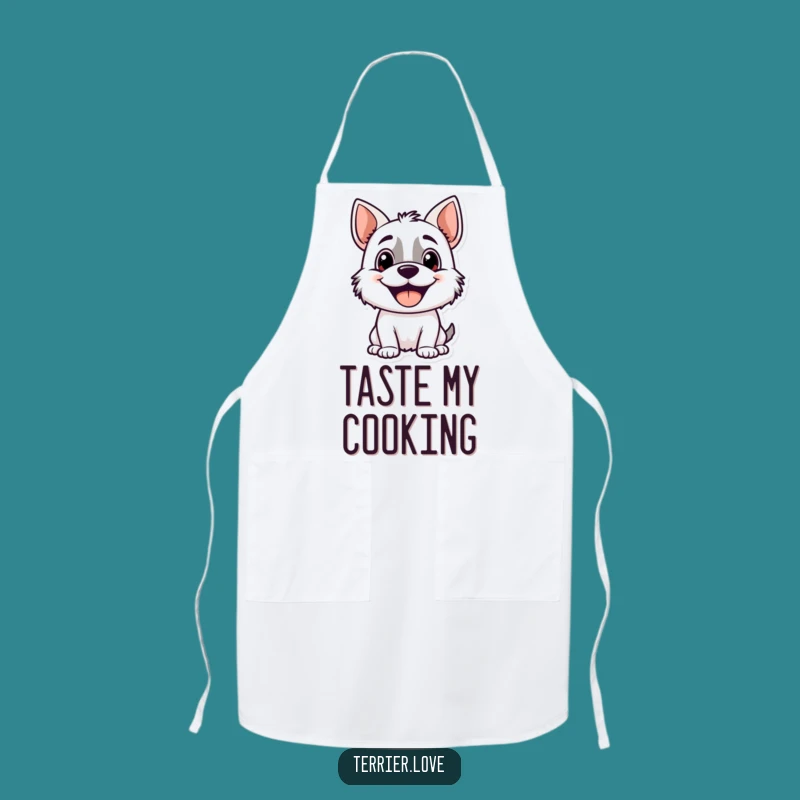 Funny Terrier Apron: Happy Dog Panting in the Kitchen, Chef Gift