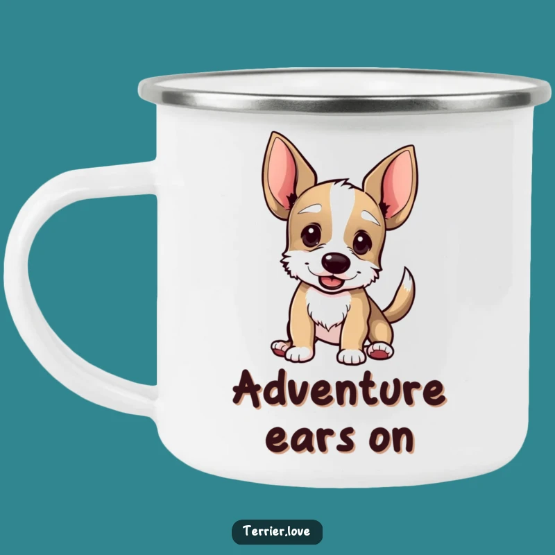 Funny Terrier Ears Camping Mug: Enthusiastic Humor for Outdoor Adventures