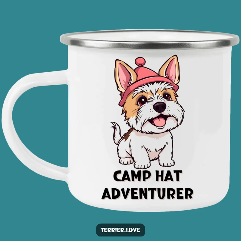 Durable Funny Terrier Silly Hat Camping Mug - Outdoor Adventure Cheer