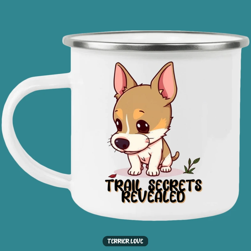 Funny Curious Terrier Camping Mug: Explore with Sniffing Paws