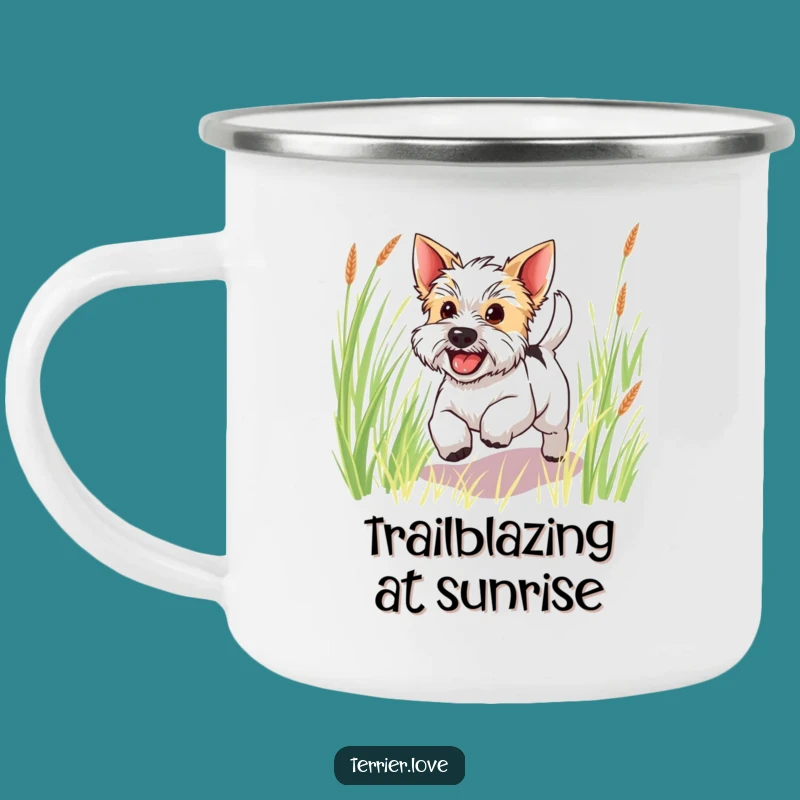 Funny Happy Terrier Camping Mug: Adventure with Joyful Paws