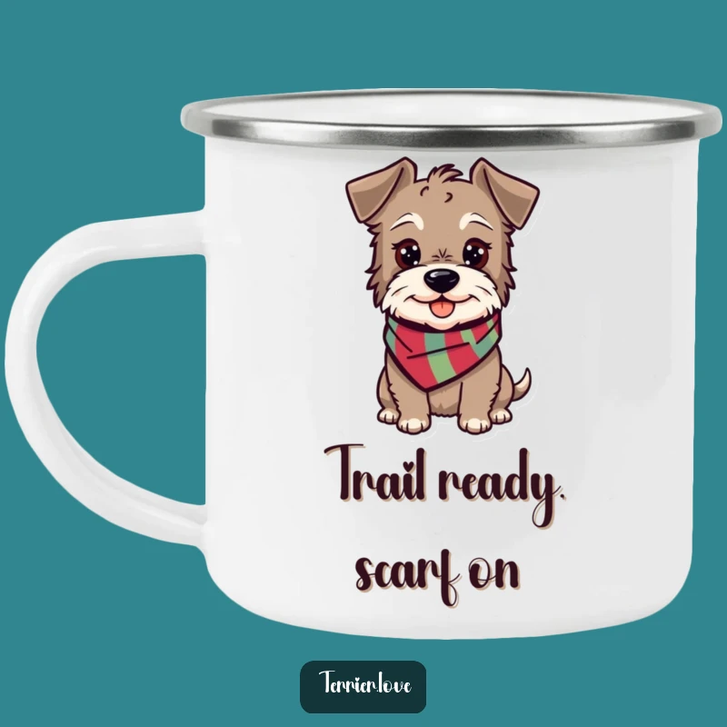 Funny Happy Terrier Camping Mug: Outdoor Adventure Buddy, Perfect Gift