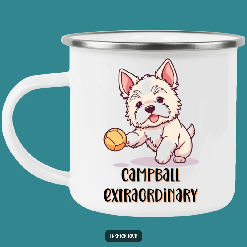 Funny Terrier Camping Mug: Perked Ears Ball Catcher Cup, Playful Gift