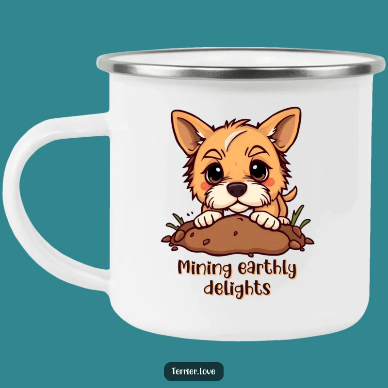 Funny Terrier Digging Camping Mug: Adventure with Enthusiastic Paws