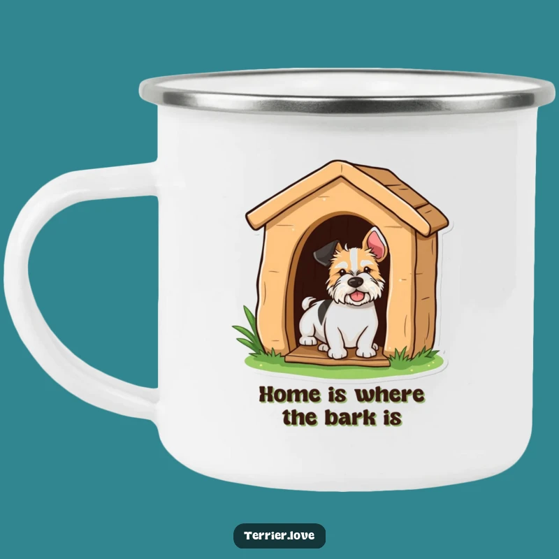 Funny Terrier Peeking Camping Mug - Hilarious Outdoor Drinkware