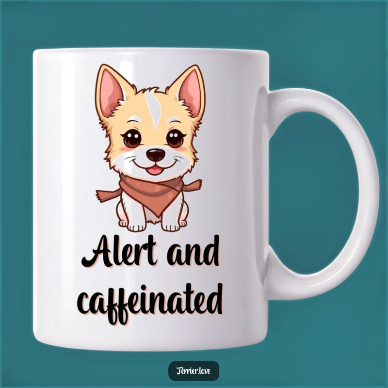 Funny Terrier Scarf Mug: Smiling Alert Dog Gift for Winter Lovers