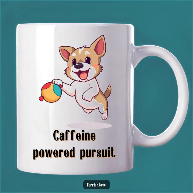 Funny Terrier Catching Toy Mug: Determined Dog Lover's Hilarious Gift