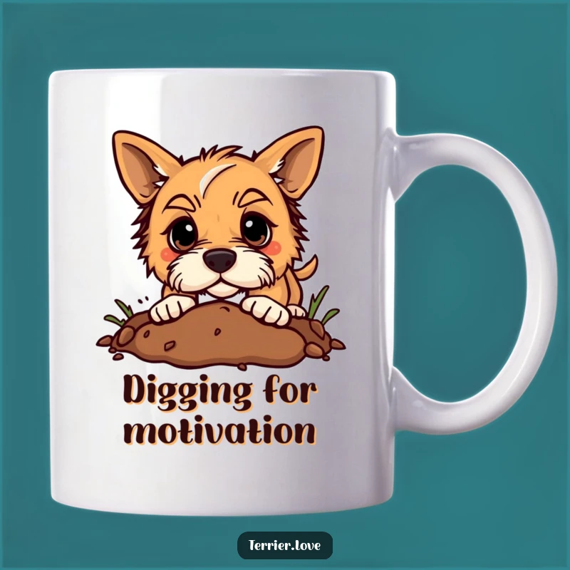 Funny Determined Terrier Digging Mug: Enthusiastic Dog Lover Gift