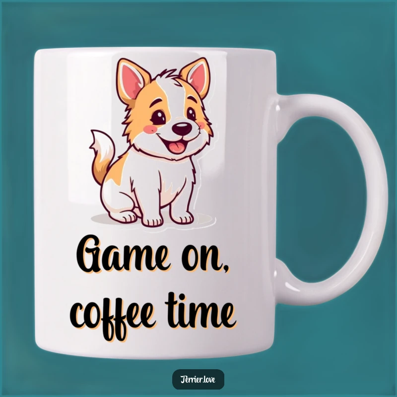 Funny Happy Terrier Mug: Wagging Tail Game Time, a Perfect Funny Gift