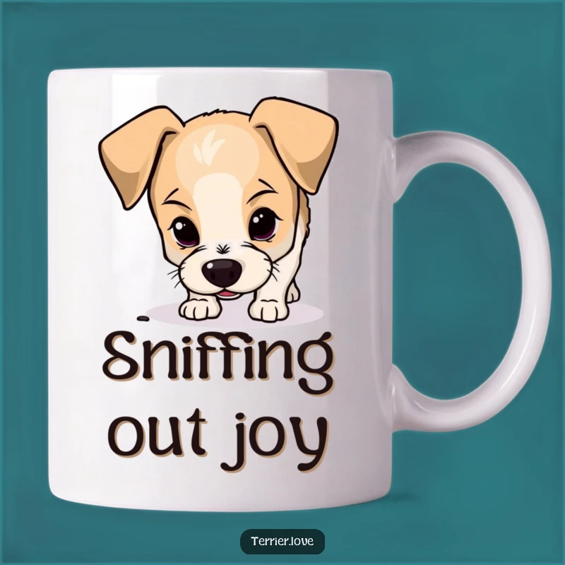 Funny Terrier Mug: Curious Sniffer, Floppy Ears, Perfect Gift for Dog Explorers