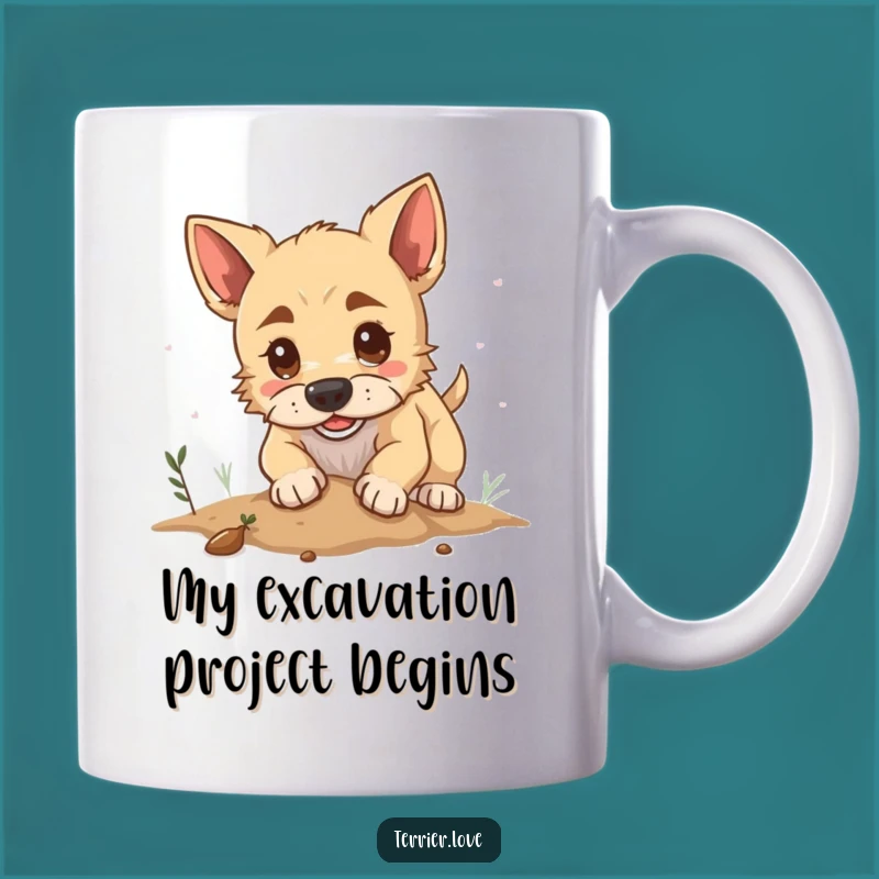 Funny Terrier Digging Mug: A Determined Pup's Hilarious Gift for Dog Lovers