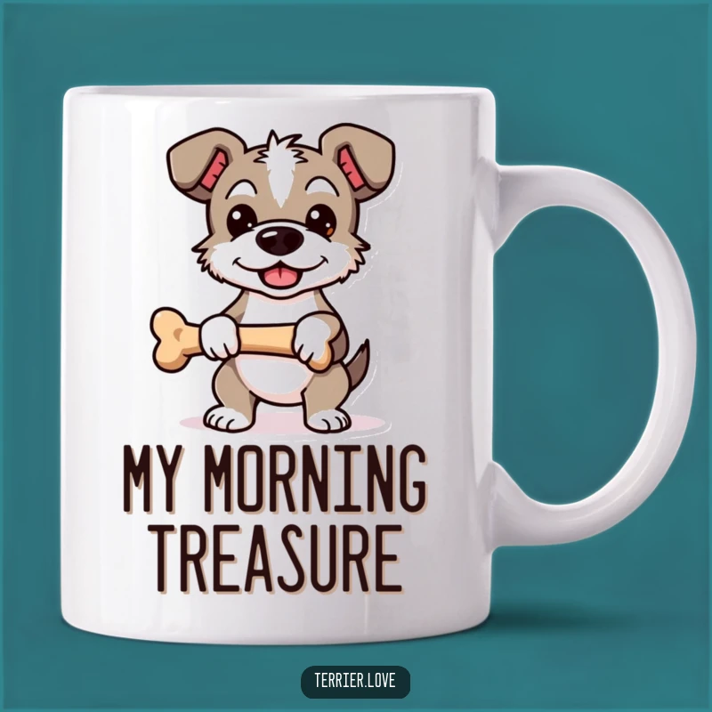 Funny Proud Terrier Mug - Bone Holding Dog Design, Perfect Gift