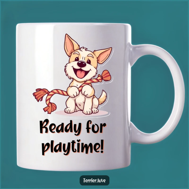 Funny Cheerful Terrier Wagging Tail Mug: Happy Dog Gift
