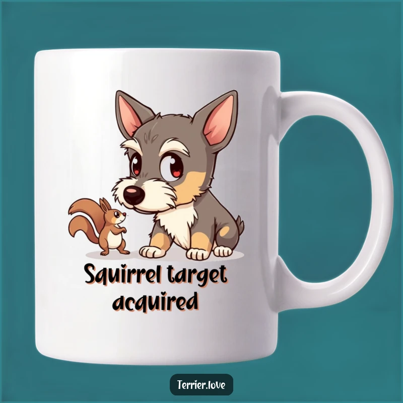 Funny Focused Terrier Mug - Squirrel Watching Dog Gift Coffee Cup