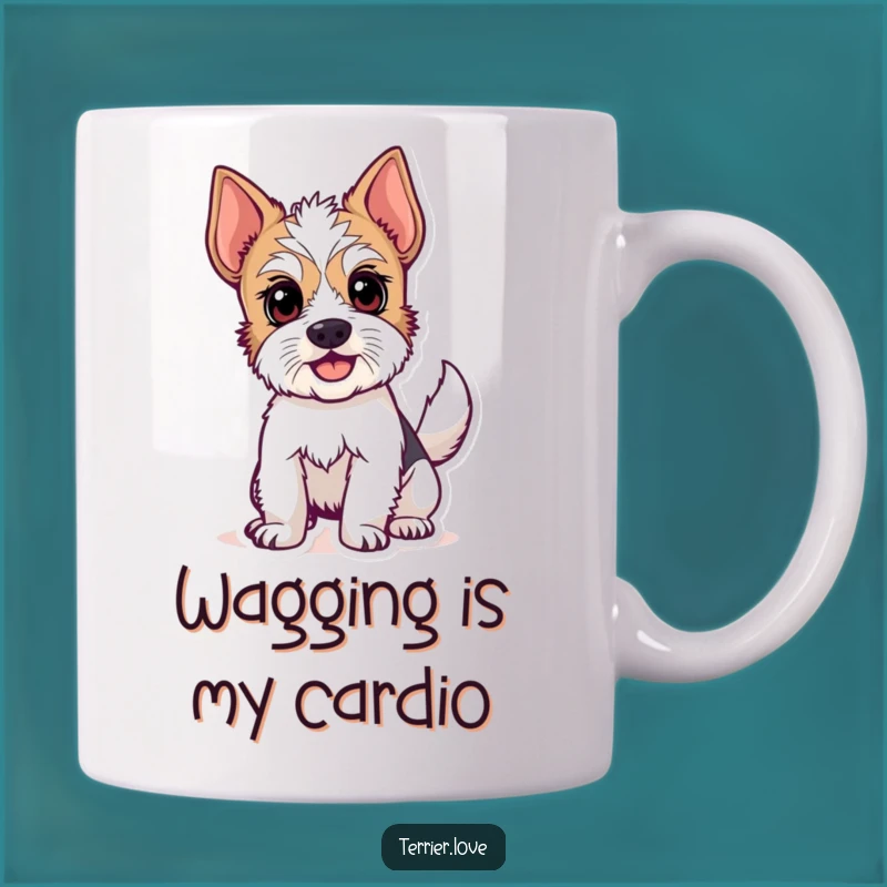 Funny Terrier Wagging Tail Mug - Alert Dog Lover Gift Idea