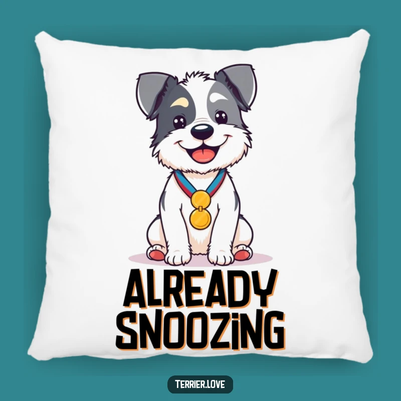 Funny Medal Terrier Pillow - Comfy & Hilarious Dog Decor!