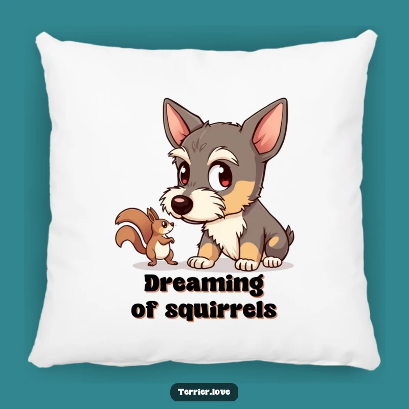 Funny Comfy Terrier Pillow - Focused Squirrel Watcher Cushion
