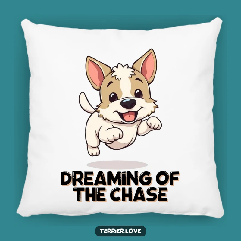 Funny Cheerful Running Terrier Pillow - Cozy Enthusiastic Dog Cushion Gift