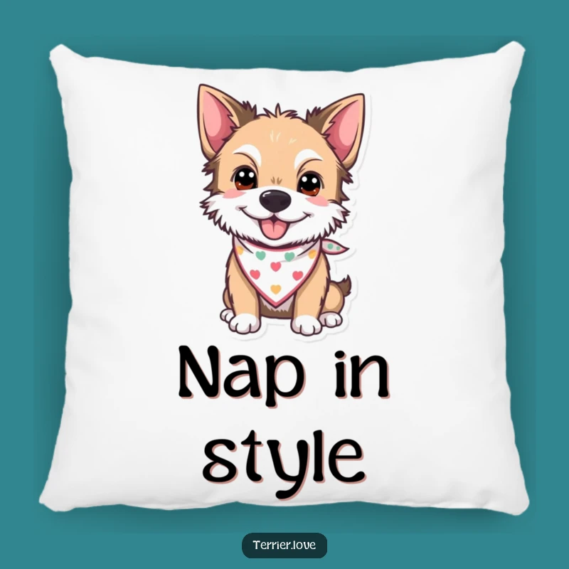 Funny Bandana Terrier Pillow - Cozy & Hilarious Dog Accent!