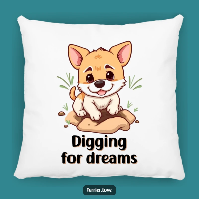 Funny Playful Terrier Digging Pillow: Cozy Focus