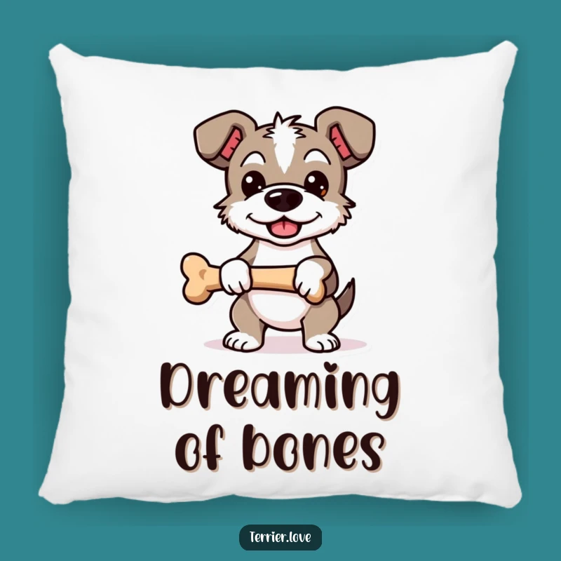 Funny Proud Terrier Pillow - Cozy Bone Holding Dog Cushion, Cute Gift