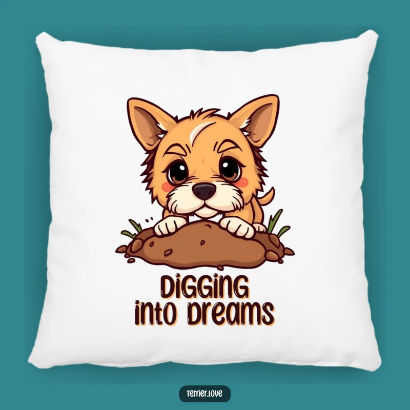 Funny Terrier Digging Pillow: Comfy & Enthusiastic Decor