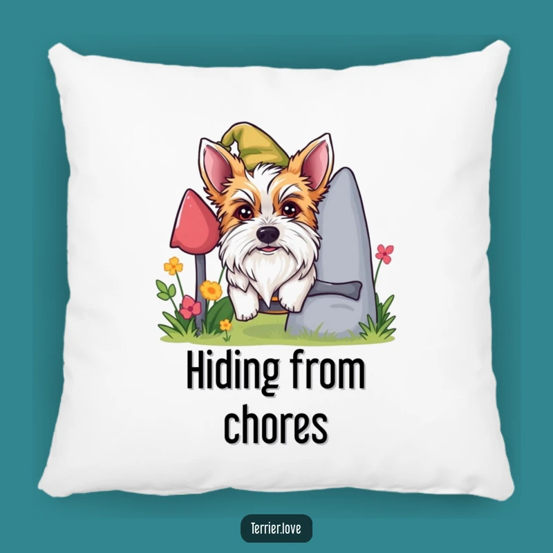 Funny Mischievous Terrier Pillow - Cozy Peeking Dog Cushion, Prankster Gift