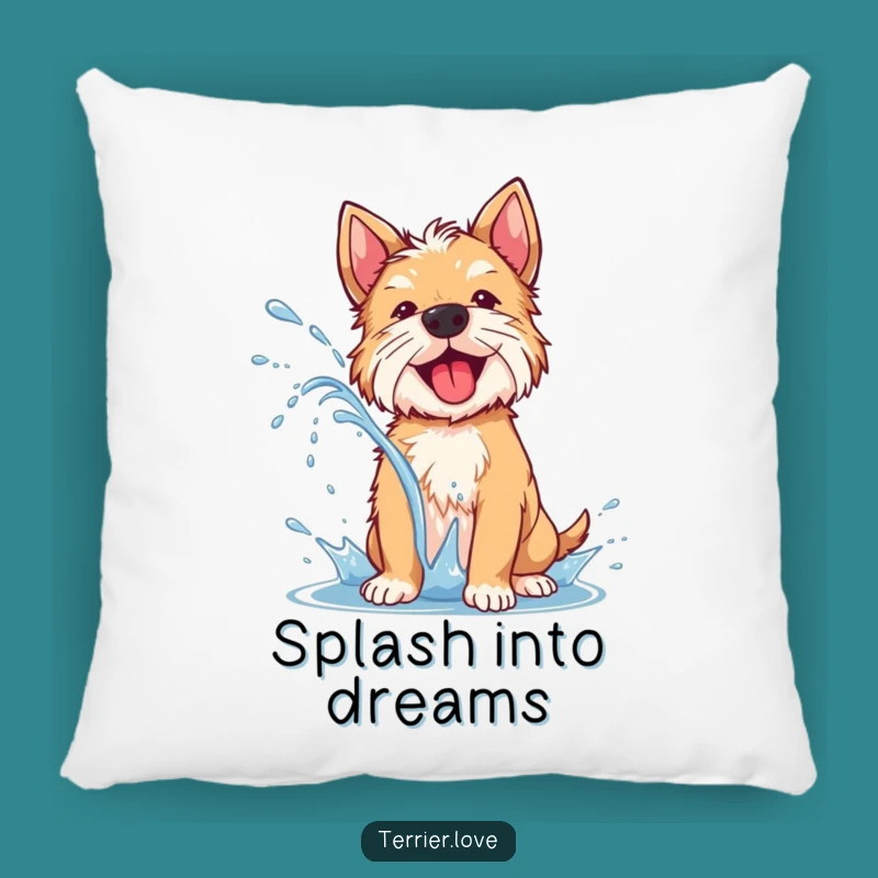 Soft Funny Terrier Water Shake Pillow - Cozy & Energetic Dog Accent