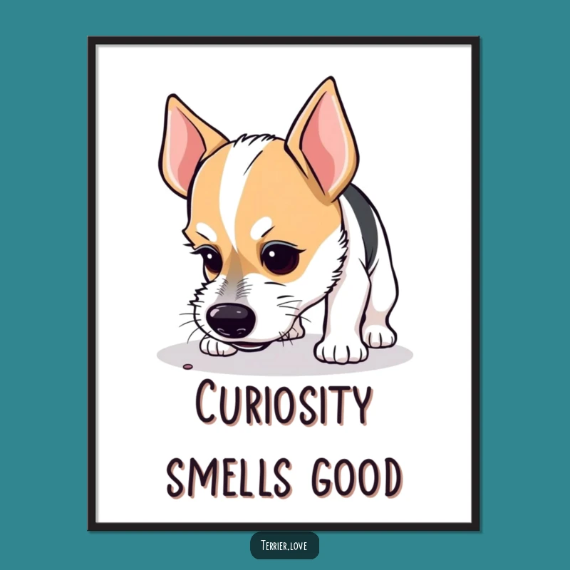 Funny Terrier Digital Art: Curious Sniffer Dog Focused Wall Decor