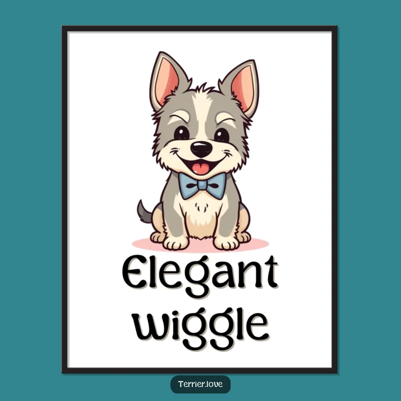 Funny Bow Tie Terrier Art Print - Hilarious Dapper Dog Decor