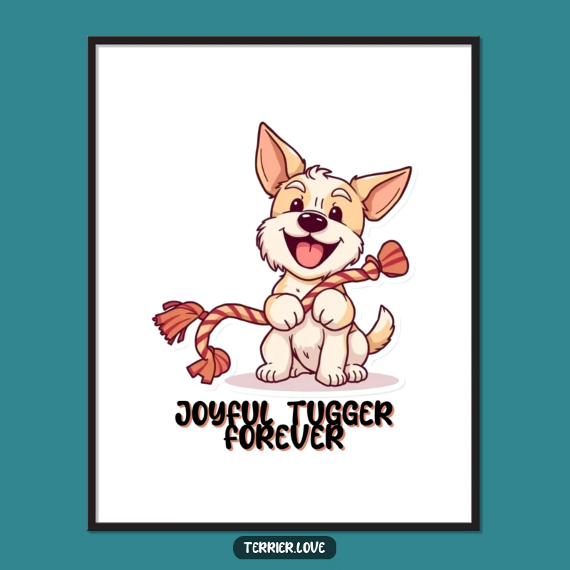 Funny Cheerful Terrier Wagging Tail Digital Art: Instant Smiles