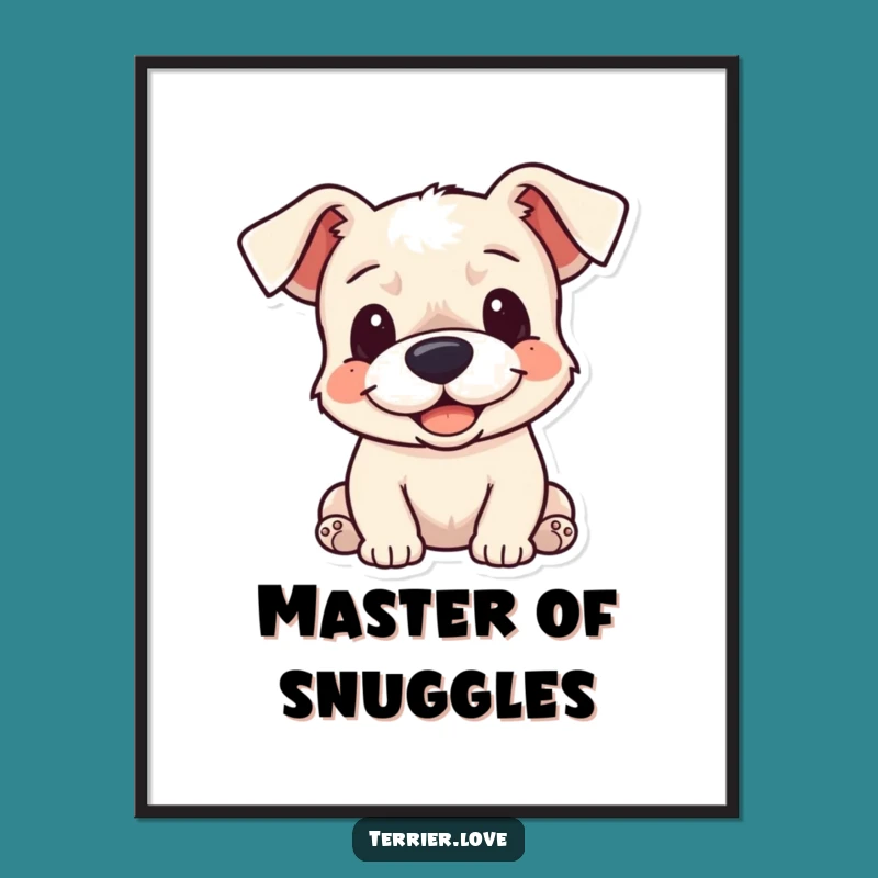 Funny Cuddle Terrier Digital Print - Cheerful Floppy Ears Artwork, Instant Dog Lover Gift