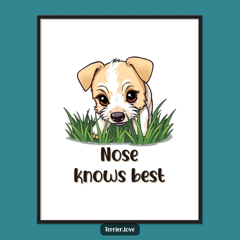 Funny Curious Terrier Sniffing Digital Art Print - Instant Investigative Decor