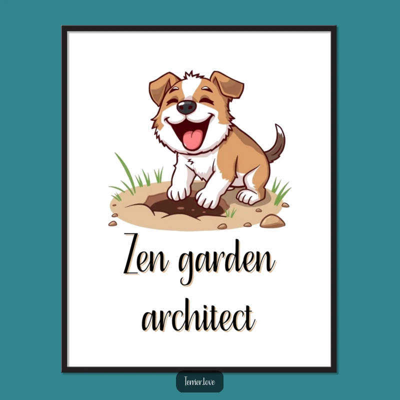 Funny Digging Terrier Digital Art - Focused Dog Printable, Hobby Gift