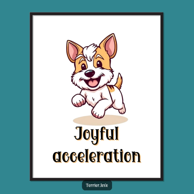 Funny 'Joyful Dash' Terrier Digital Art - Hilarious Wall Decor Gift!