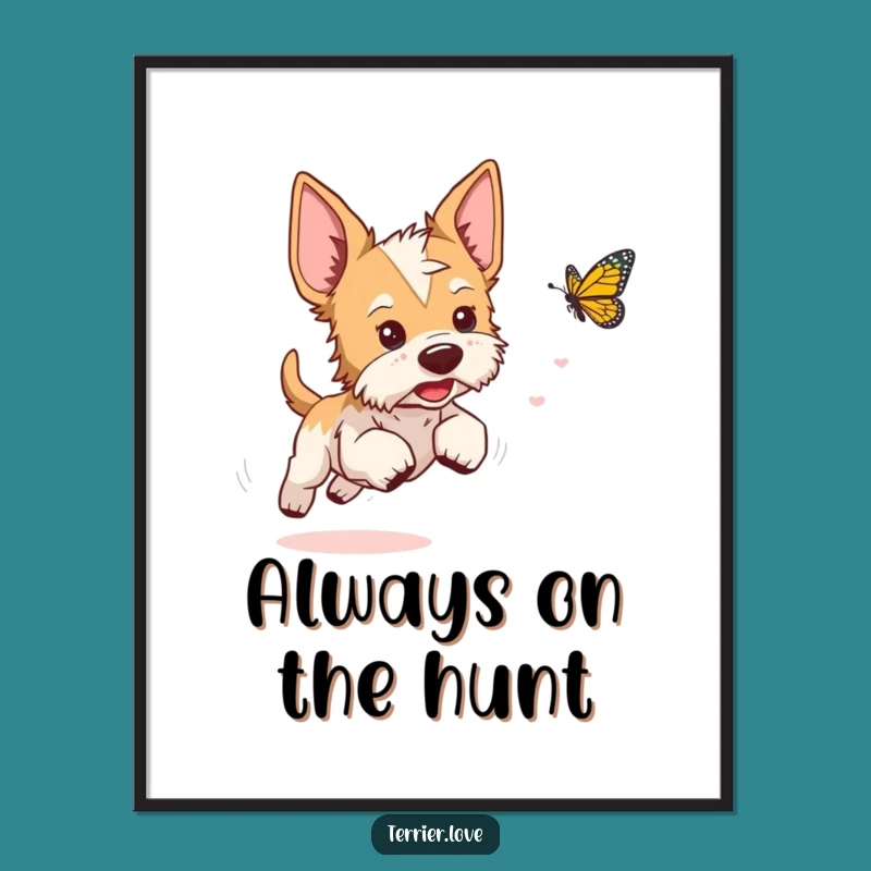 Funny Playful Terrier Digital Art: Whimsical Decor, Instant Gift
