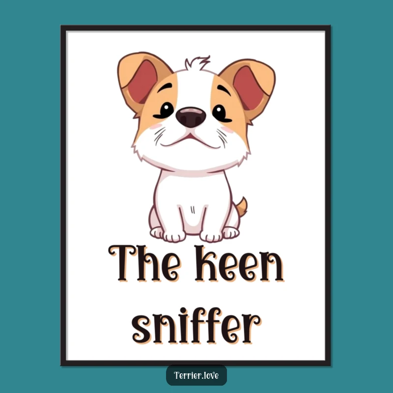 Funny Sniffing Terrier Digital Art - Printable Excited Dog Decor, Instant Gift