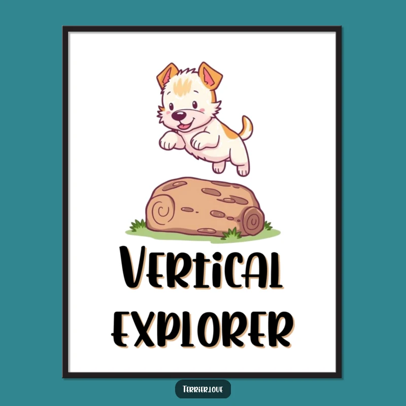 Funny Terrier Leaping Art Print - Hilarious Dog Action Decor