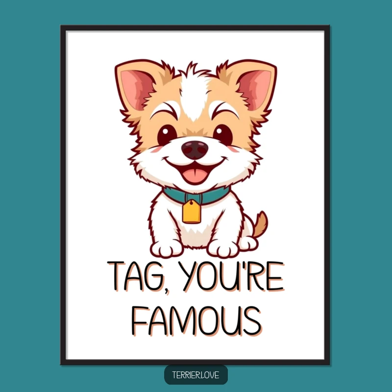 Funny Terrier Smile Digital Art: Printable Dog Collar Tag Graphic, Instant Humorous Gift!