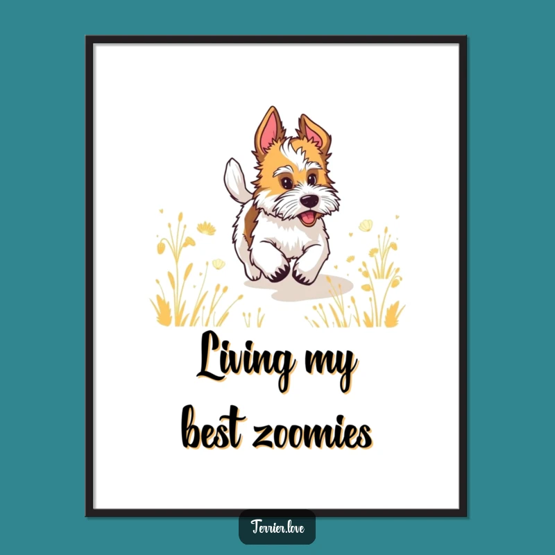 Funny Wagging Tail Terrier Digital Art - Hilarious Printable Wall Decor