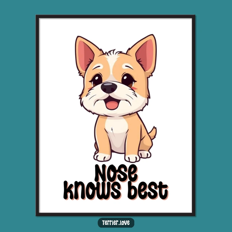Funny Terrier Digital Art - Eager Sniffer Printable, Instant Gift for Explorers