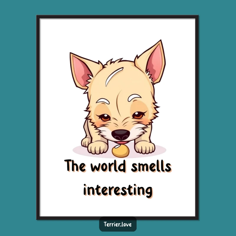 Funny Curious Terrier Digital Art: Intriguing Decor, Instant Gift