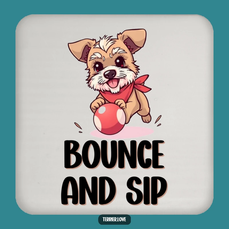 Funny Terrier Drink Coaster: Bandana, Ball Chase, Protect Furniture Gift